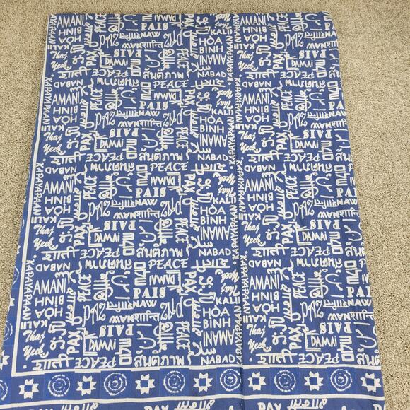 Archana Hanukkah Tablecloth 84" x 60" Blue White Cotton Rectangular Lightweight - Picture 1 of 13
